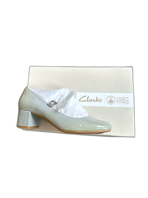 Clarks Shoe Size 9.5 Grey strap Block Heel Suede Bottom Heels Grey / 9.5