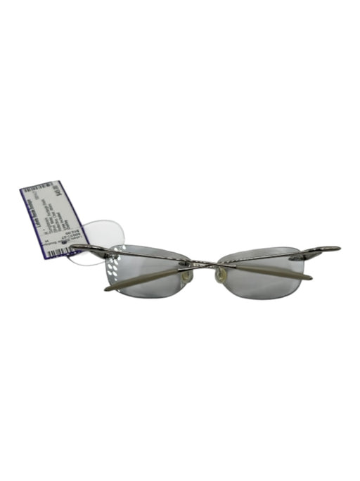 Oakley Silver Metal Rectangle Shade Reflective Clear Sunglasses Silver