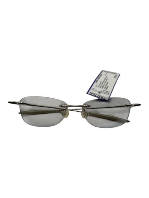 Oakley Silver Metal Rectangle Shade Reflective Clear Sunglasses Silver