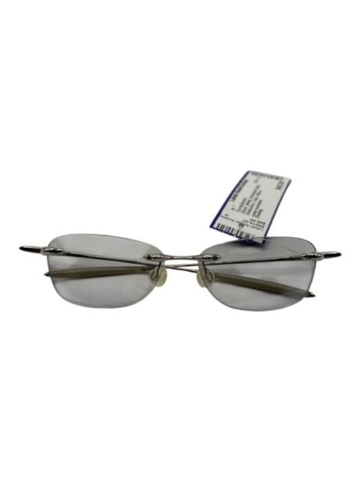 Oakley Silver Metal Rectangle Shade Reflective Clear Sunglasses Silver
