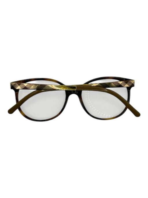 Burberry Brown Plaid Prescription Lens Tortoise Gold Detail Glasses Brown