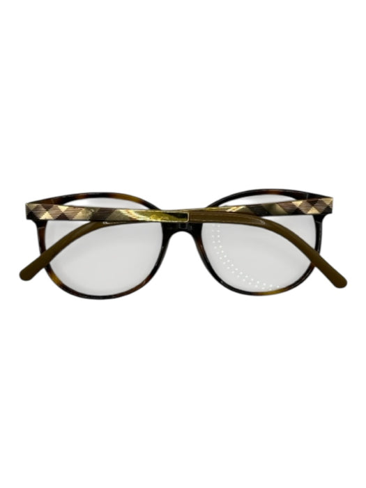 Burberry Brown Plaid Prescription Lens Tortoise Gold Detail Glasses Brown