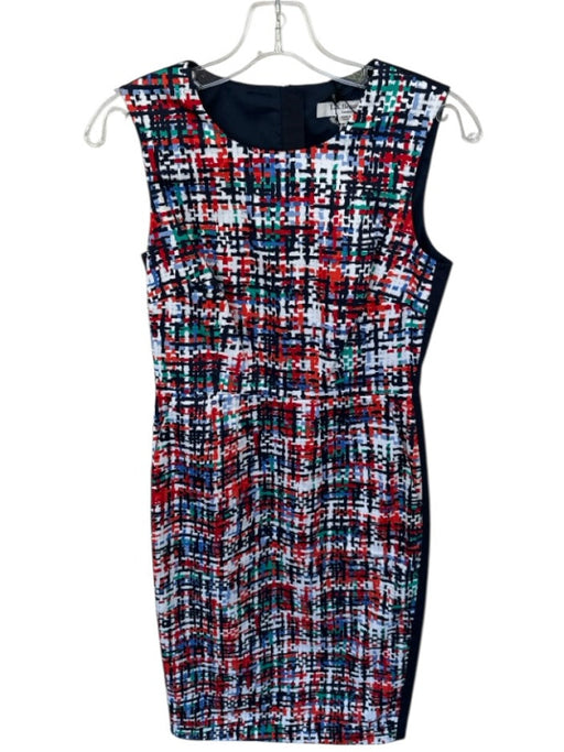 L.K. Bennett Size 4 Multi Cotton Blend Abstract Sleeveless Midi Dress Multi / 4