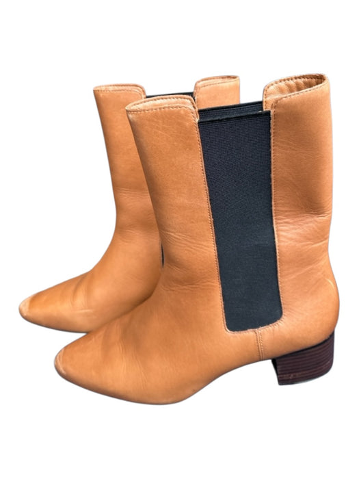 J. Crew Shoe Size 10 Brown & Black Leather Block Heel stretch sides Booties Brown & Black / 10