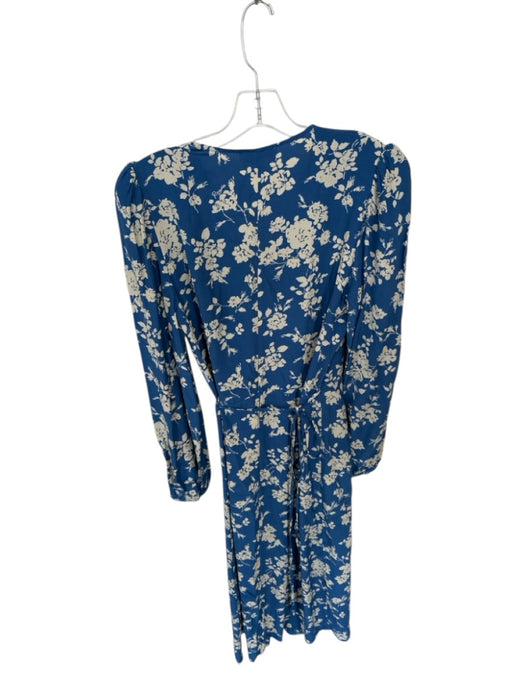 Rouje Size 36 Blue & Cream Viscose Long Sleeve Flowers Wrap Maxi Dress Blue & Cream / 36