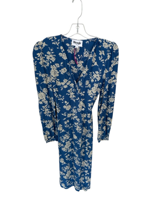 Rouje Size 36 Blue & Cream Viscose Long Sleeve Flowers Wrap Maxi Dress Blue & Cream / 36