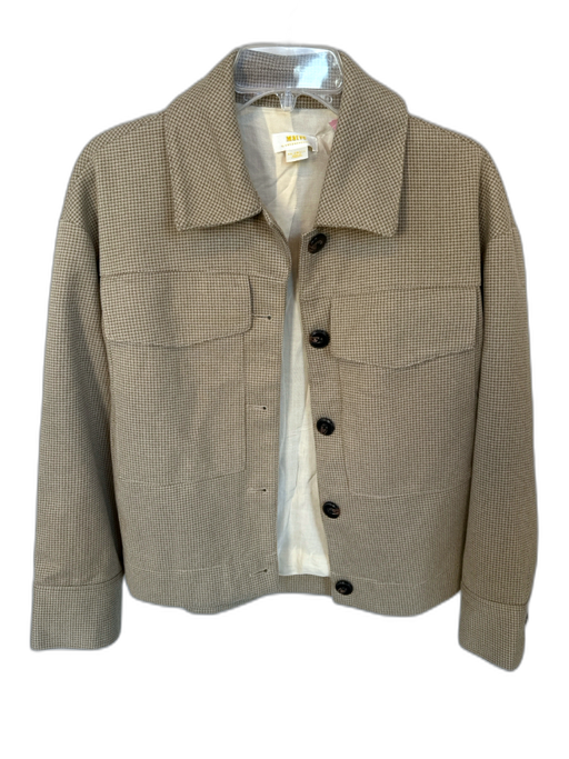 Maeve Size XXS Taupe & Beige Polyester Houndstooth Buttons Jacket Taupe & Beige / XXS