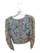 AMUR Size XS Pink & Green Silk Long Balloon Sleeve Botanical Pleated Cropped Top Pink & Green / XS