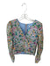 AMUR Size XS Pink & Green Silk Long Balloon Sleeve Botanical Pleated Cropped Top Pink & Green / XS