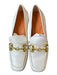Saint G Shoe Size 39 White & Gold Leather Horsebit Block Heel Square Toe Loafers White & Gold / 39