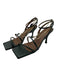 Alohas Shoe Size 39 Dark Green & Gold Leather Chain Detail Square Toe Sandals Dark Green & Gold / 39