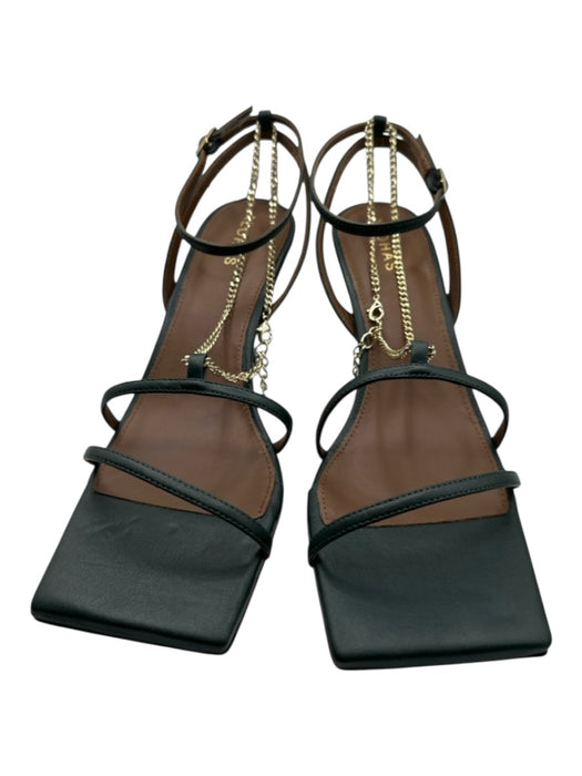 Alohas Shoe Size 39 Dark Green & Gold Leather Chain Detail Square Toe Sandals Dark Green & Gold / 39