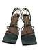 Alohas Shoe Size 39 Dark Green & Gold Leather Chain Detail Square Toe Sandals Dark Green & Gold / 39