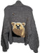 Pilcro Size S Gray & Tan Cotton Blend Knit Bear Chunky Open Front Sweater Gray & Tan / S