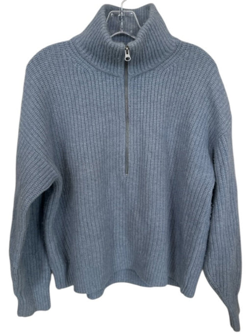 Everlane Size M Slate Blue Wool Cable Knit Half Zip Long Sleeve Sweater Slate Blue / M