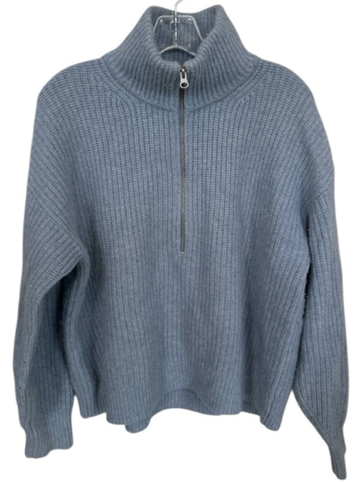 Everlane Size M Slate Blue Wool Cable Knit Half Zip Long Sleeve Sweater Slate Blue / M