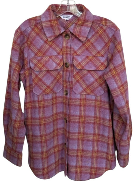 Steve Madden Size XS purple & orange Polyester Blend Long Sleeve Plaid Top purple & orange / XS