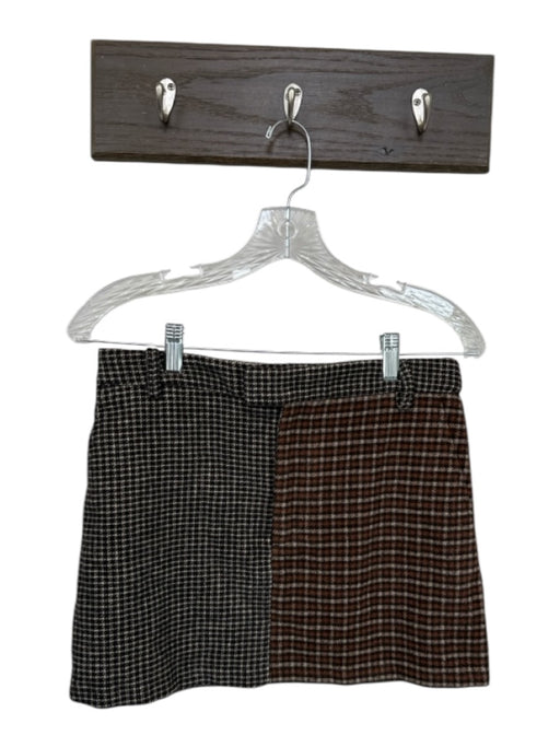 Rails Size XS Brown & Tan Wool Blend Houndstooth Double Breast Mini Skirt Set Brown & Tan / XS