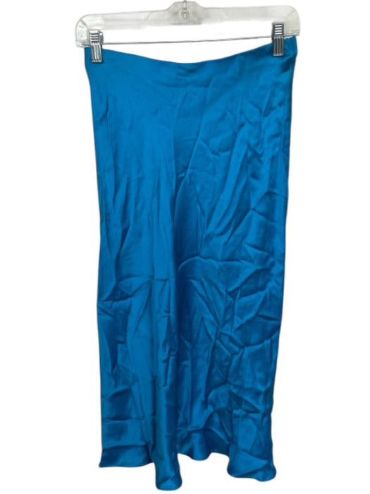 Amanda Uprichard Size S Blue Silk Elastic Waist Midi Skirt Blue / S