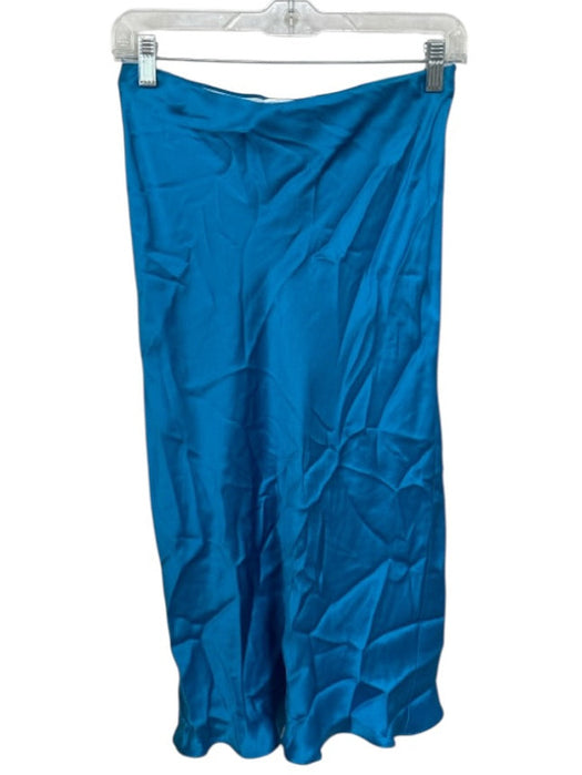Amanda Uprichard Size S Blue Silk Elastic Waist Midi Skirt Blue / S