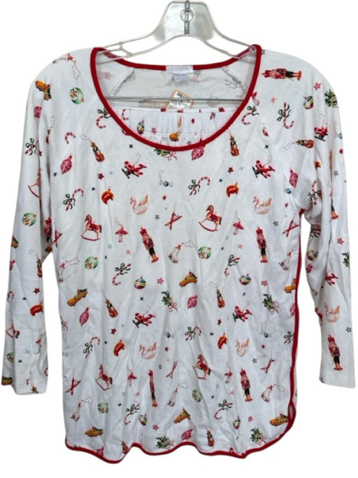 Lake Size XS White & Red Pima Cotton Long Sleeve Christmas Shorts Pajamas White & Red / XS