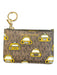 Michael Kors Brown & Yellow Leather GHW Taxi Card Holder Wallets Brown & Yellow