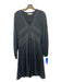Tory Burch Size 2 Black & Silver Silk Long Sleeve Metallic Thread Dress Black & Silver / 2