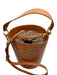 Vicenzo Leather Light Brown Leather Croc Embossed bucket Crossbody Hand Bag Light Brown / M
