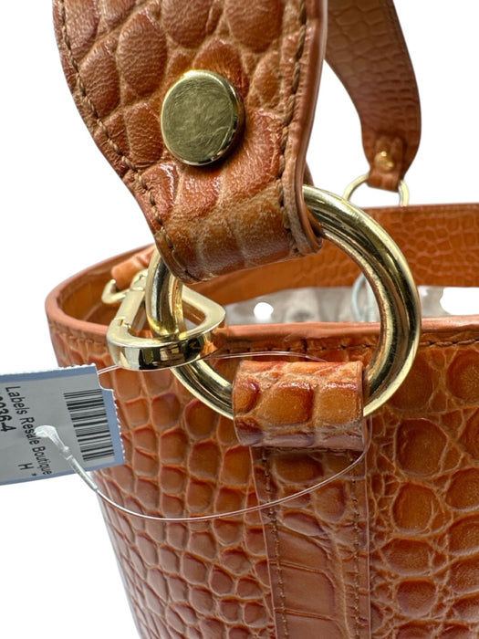 Vicenzo Leather Light Brown Leather Croc Embossed bucket Crossbody Hand Bag Light Brown / M