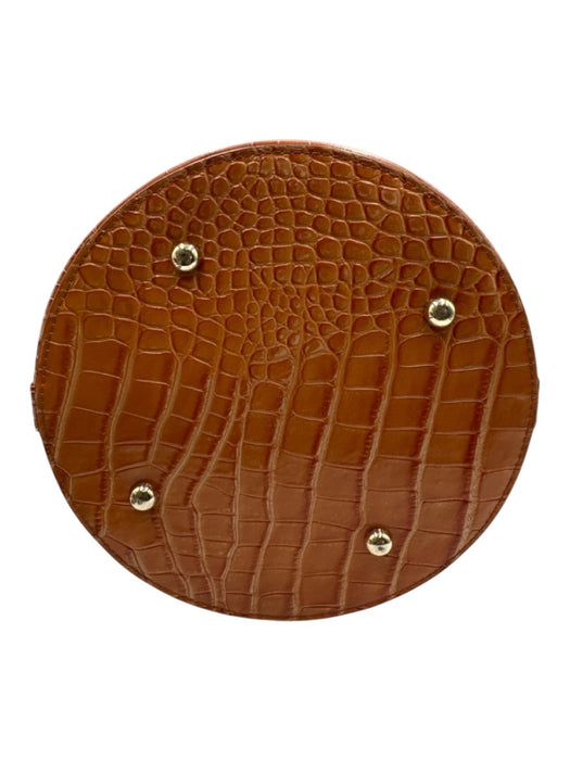 Vicenzo Leather Light Brown Leather Croc Embossed bucket Crossbody Hand Bag Light Brown / M
