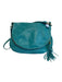 Teal Blue Leather Tassel Flap Zip Crossbody Bag Teal Blue / L