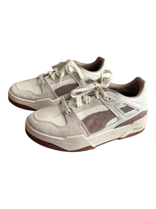 Puma Shoe Size 7 Latte Leather & Manmade Almond Toe Suede Detail Lace Up Shoes Latte / 7