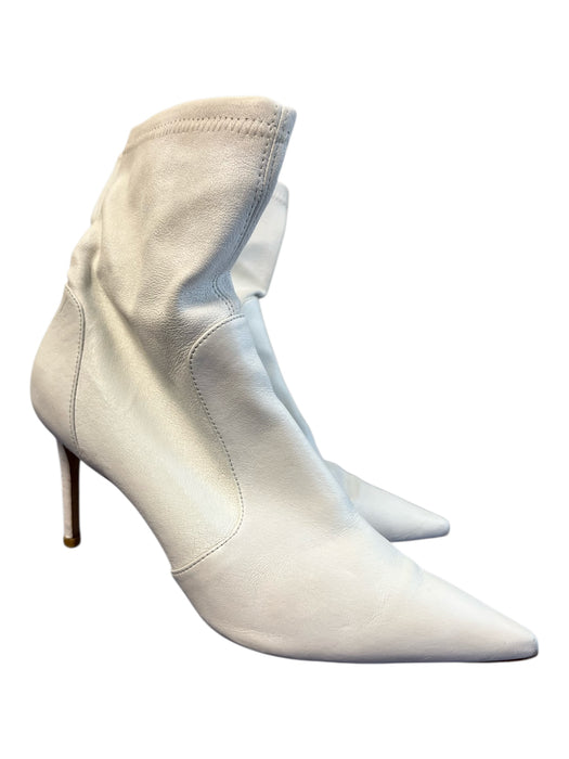 Stuart Weitzman Shoe Size 8 White Leather Pointed Toe Slip On High Heel Booties White / 8
