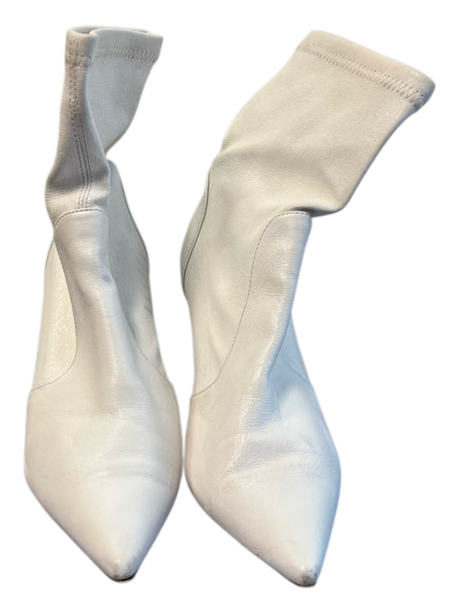 Stuart Weitzman Shoe Size 8 White Leather Pointed Toe Slip On High Heel Booties White / 8