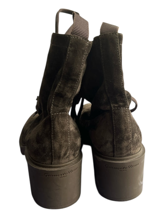 Gianvito Rossi Shoe Size 37.5 Army Green Leather Suede Almond Toe Booties Army Green / 37.5