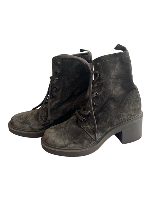 Gianvito Rossi Shoe Size 37.5 Army Green Leather Suede Almond Toe Booties Army Green / 37.5