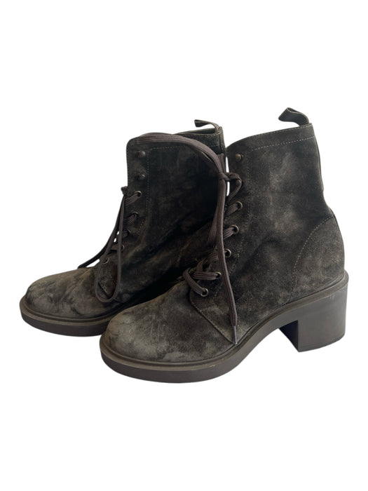 Gianvito Rossi Shoe Size 37.5 Army Green Leather Suede Almond Toe Booties Army Green / 37.5