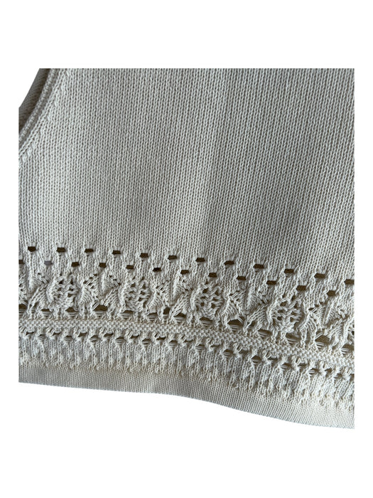 Jonathan Simkhai Size M Ivory Cotton & Nylon Round Neck Sleeveless Cropped Top Ivory / M