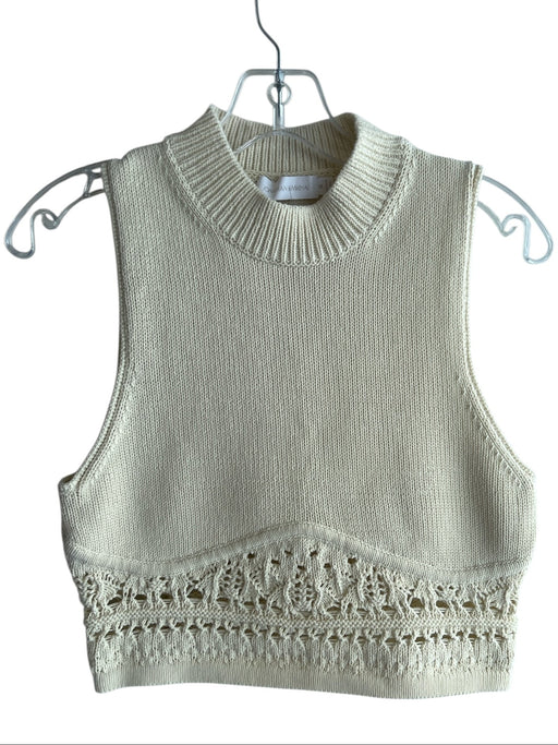 Jonathan Simkhai Size M Ivory Cotton & Nylon Round Neck Sleeveless Cropped Top Ivory / M