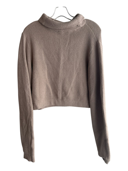 Free People Size M Brown Cotton Blend Mock Neck Long Sleeve Cropped Sweater Brown / M