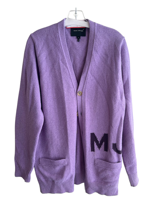 Marc Jacobs Size S Lavendar Wool V Neck Button Down Long Sleeve Logo Sweater Lavender.. / S