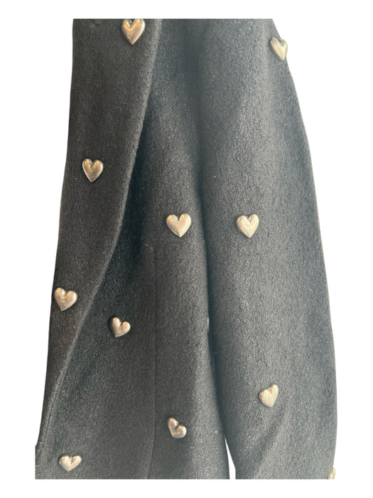 L'agence Size 6 Black Polyester & Wool Open Front Heart Stud Details Jacket Black / 6