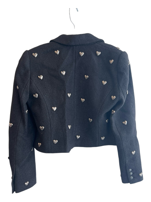 L'agence Size 6 Black Polyester & Wool Open Front Heart Stud Details Jacket Black / 6