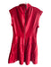 Alice + Olivia Size 6 Red Polyurethane Collared Back Zip Cap Sleeve Tiered Dress Red / 6