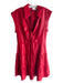Alice + Olivia Size 6 Red Polyurethane Collared Back Zip Cap Sleeve Tiered Dress Red / 6