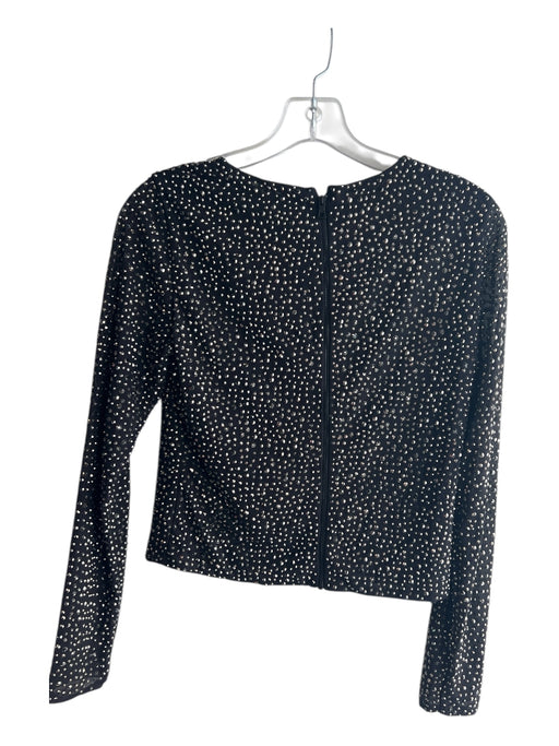 Alice + Olivia Size M Black Nylon Blend Round Neck Long Abstract Sleeves Top Black / M