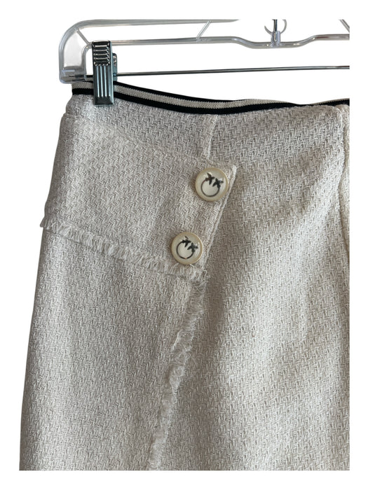 Pinko Size 6 Cream Cotton Blend Tweed Side Zip Overlap Button Detail Skirt Cream / 6