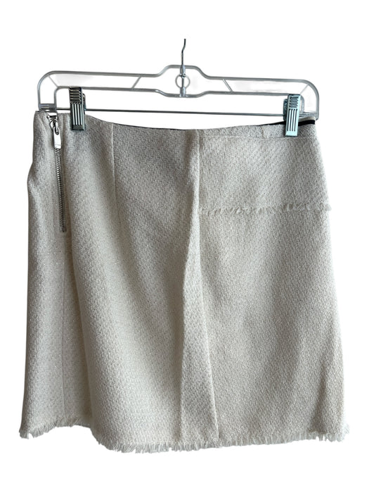 Pinko Size 6 Cream Cotton Blend Tweed Side Zip Overlap Button Detail Skirt Cream / 6