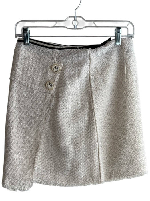 Pinko Size 6 Cream Cotton Blend Tweed Side Zip Overlap Button Detail Skirt Cream / 6