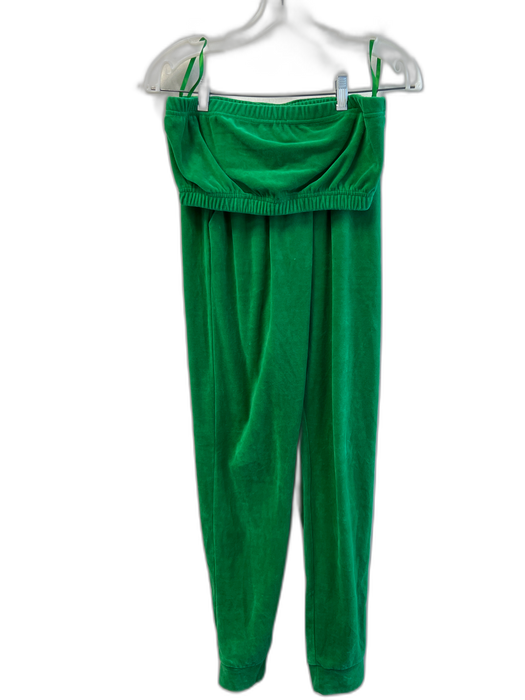 Superdown Size S Green Cotton Blend Elastic Tube Top Sweatpants Pant Set Green / S